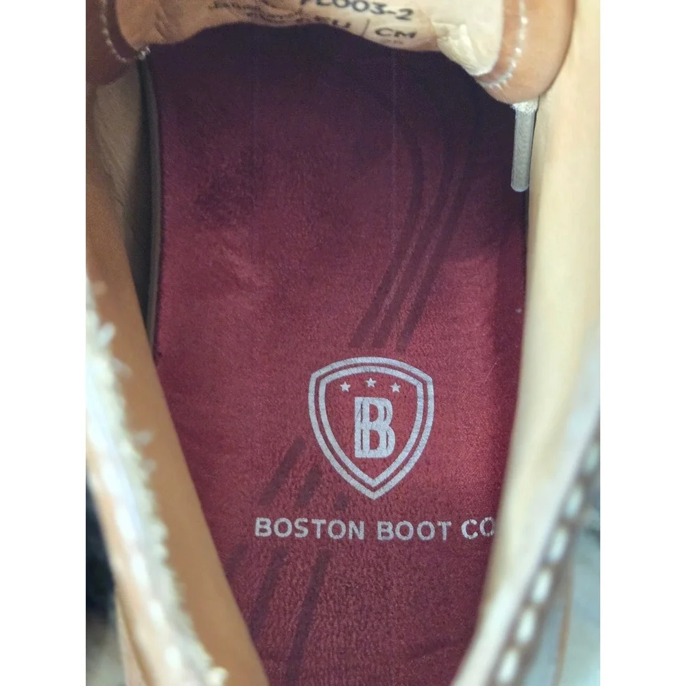 Boston Boot Co Mens Brown Leather Canvas Chukka Boots Lug Sole 7 Heritage Preppy